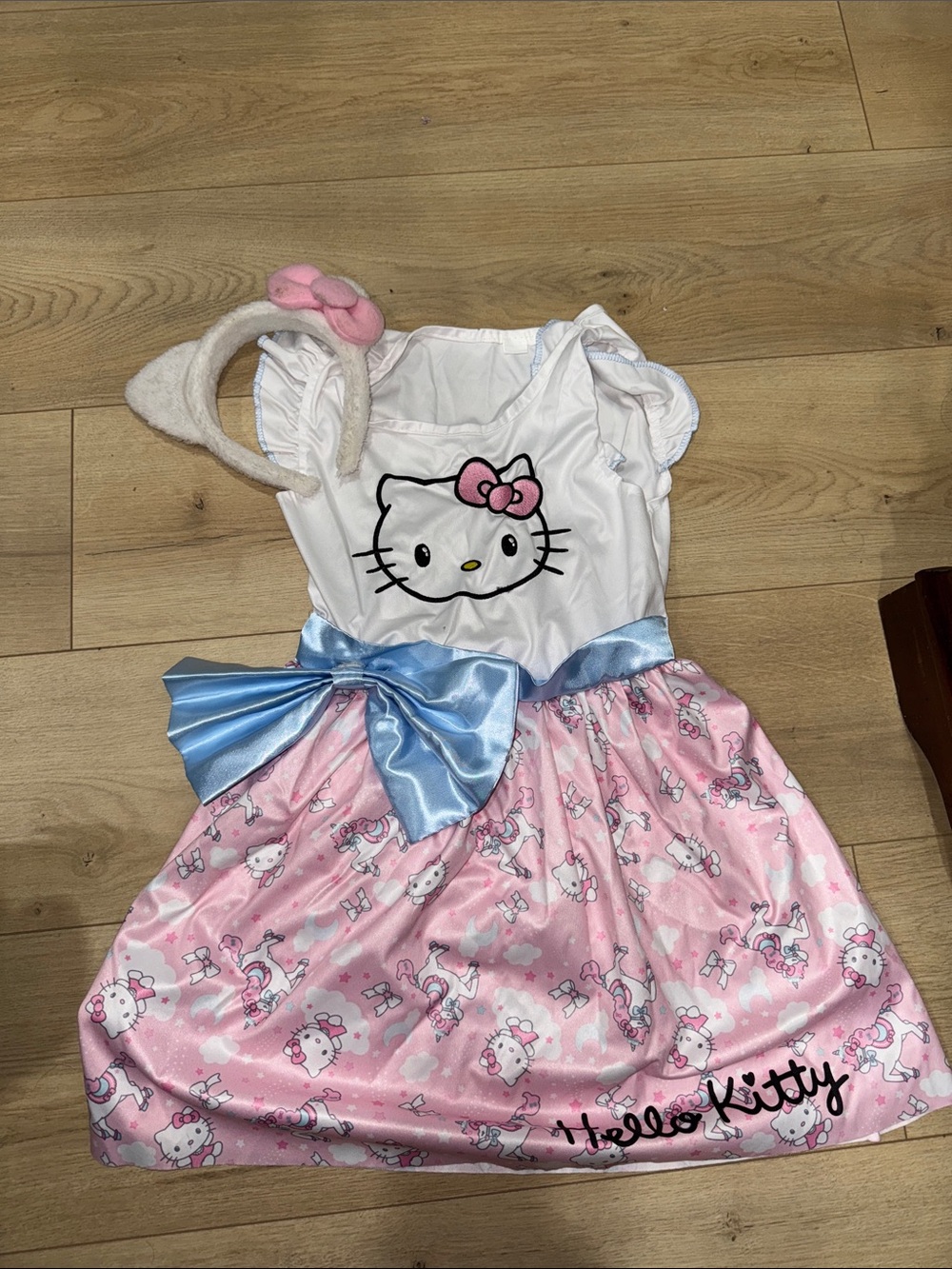 Hello Kitty White & Pink Dress with Blue Satin Bow